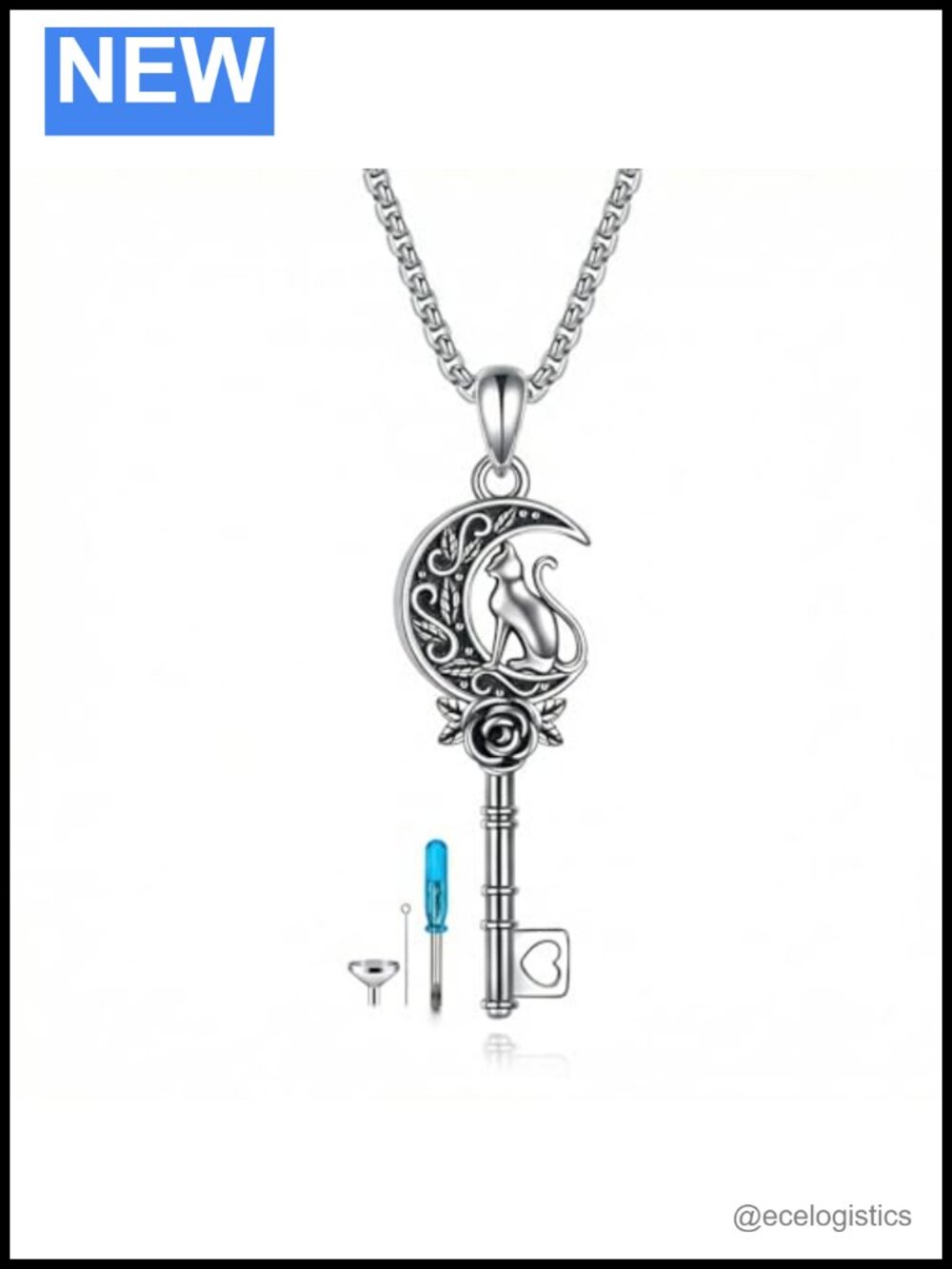 ONEFINITY Sterling Silver Cat Urn Necklace Pet Memorial Pendant Cremation